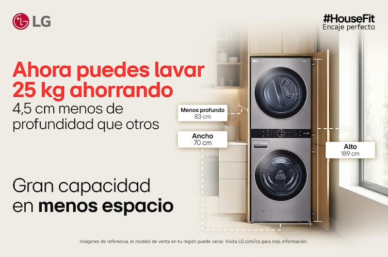 WashTower LG en espacio de lavado WK25VS6 HouseFit